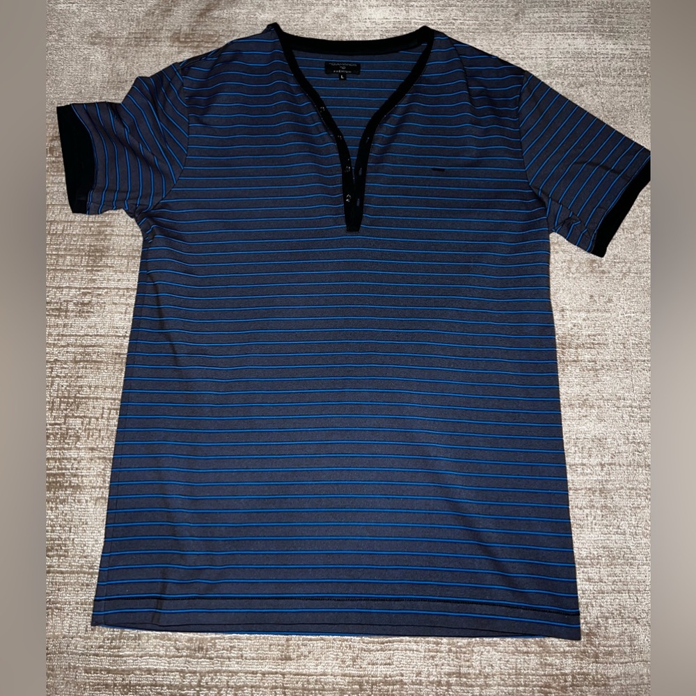 7 Diamond striped V-neck button shirt